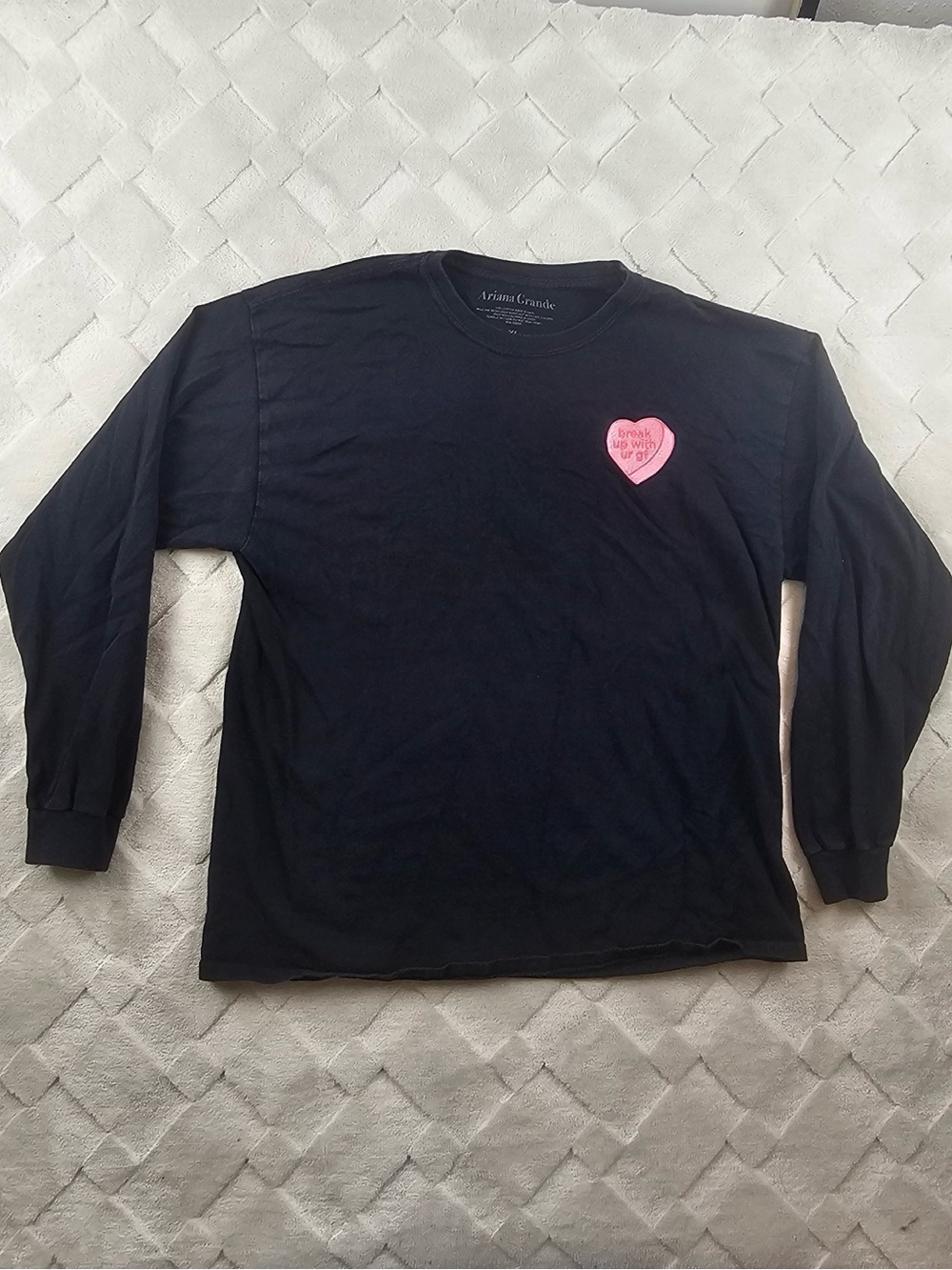 Ariana Grande Long Sleeve Top Womens Extra Large Black " Break Up With ur GF"
